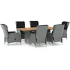 Image de vidaXL Mobilier Ã  dÃ®ner 7 pcs avec coussins RÃ©sine tressÃ©e Gris clair