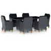 Image de Vidaxl Ensemble Ã Manger D'extÃ©rieur 7pcs Et Coussins RÃ©sine TressÃ©e