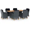 Image de Vidaxl Ensemble Ã Manger D'extÃ©rieur 7pcs Et Coussins RÃ©sine TressÃ©e