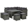 Image de Vidaxl Salon De Jardin 6 Pcs Avec Coussins RÃ©sine TressÃ©e Gris