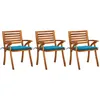 Image de Vidaxl Chaises Ã DÃ®ner De Jardin Avec Coussins 3 Pcs Acacia Massif