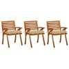 Image de Vidaxl Chaises Ã Manger De Jardin Avec Coussins Lot De 3 Acacia Massif
