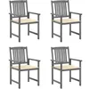 Image de Vidaxl Chaises De Jardin Avec Coussins 4 Pcs Gris Bois D'acacia Massif