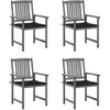 Image de Vidaxl Chaises De Jardin Et Coussins Lot De 4 Gris Bois Acacia Massif
