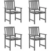 Image de Vidaxl Chaises De Jardin Avec Coussins 4 Pcs Gris Bois D'acacia Massif