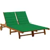 Image de Vidaxl Chaise Longue De Jardin 2 Places Avec Coussins Acacia Solide