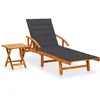 Image de Prolenta Premium - Chaise longue de jardin avec table et coussin Bois d'acacia