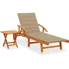 Image de Vidaxl Chaise Longue De Jardin Avec Table Et Coussin Bois D'acacia