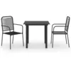 Image de Vidaxl Mobilier Ã DÃ®ner D'extÃ©rieur 3 Pcs Noir Verre Et Acier