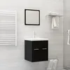 Image de vidaXL Ensemble de meubles de salle de bain 2 pcs Noir AgglomÃ©rÃ©