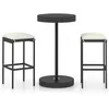 Image de vidaXL Ensemble de bar de jardin 3 pcs et coussins RÃ©sine tressÃ©e Noir