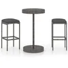 Image de vidaXL Ensemble de bar de jardin 3 pcs et coussins RÃ©sine tressÃ©e Gris