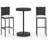 Image de vidaXL Ensemble de bar de jardin 3 pcs et coussins RÃ©sine tressÃ©e Noir