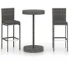 Image de vidaXL Ensemble de bar de jardin 3 pcs et coussins RÃ©sine tressÃ©e Gris