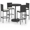 Image de vidaXL Ensemble de bar de jardin 5 pcs et coussins RÃ©sine tressÃ©e Noir