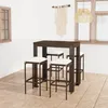 Image de Vidaxl Meuble De Bar De Jardin 5 Pcs Et Coussins RÃ©sine TressÃ©e Marron