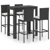 Image de vidaXL Ensemble de bar de jardin 5 pcs et coussins RÃ©sine tressÃ©e Noir