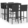 Image de Vidaxl Jeu De Bar De Jardin 5 Pcs Avec Accoudoirs RÃ©sine TressÃ©e Noir