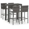 Image de Vidaxl Jeu De Bar De Jardin 5 Pcs Avec Accoudoirs RÃ©sine TressÃ©e Gris