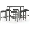 Image de vidaXL Ensemble de bar de jardin 7 pcs et coussins RÃ©sine tressÃ©e Gris