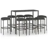 Image de vidaXL Ensemble de bar de jardin 9 pcs et coussins RÃ©sine tressÃ©e Gris