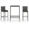 Image de vidaXL Ensemble de bar de jardin 3 pcs et coussins RÃ©sine tressÃ©e Gris