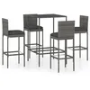 Image de vidaXL Ensemble de bar de jardin 5 pcs et coussins RÃ©sine tressÃ©e Gris