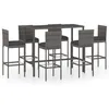 Image de vidaXL Ensemble de bar de jardin 7 pcs et coussins RÃ©sine tressÃ©e Gris