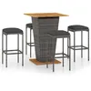 Image de vidaXL Ensemble de bar de jardin 5 pcs et coussins RÃ©sine tressÃ©e Gris