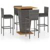 Image de vidaXL Ensemble de bar de jardin 5 pcs et coussins RÃ©sine tressÃ©e Gris