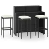 Image de vidaXL Ensemble de bar de jardin avec coussins 4 pcs Noir