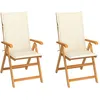 Image de Vidaxl Chaises De Jardin Lot De 2 Et Coussins CrÃ¨me Bois Teck Massif