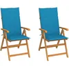 Image de Vidaxl Chaises De Jardin Lot De 2 Et Coussins Bleu Bois De Teck