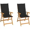 Image de Vidaxl Chaises De Jardin 2 Pcs Avec Coussins Noir Bois De Teck Massif