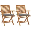 Image de Vidaxl Chaises De Jardin 2 Pcs Avec Coussins Gris Bois De Teck Massif
