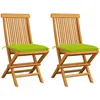 Image de Vidaxl Chaises De Jardin Avec Coussins Vert Vif 2 Pcs Bois De Teck