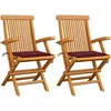 Image de Vidaxl Chaises De Jardin Avec Coussins Rouge Bordeaux 2pcs Teck Massif