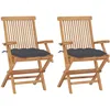 Image de Vidaxl Chaises De Jardin Avec Coussins Anthracite 2 Pcs Bois De Teck