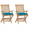 Image de Vidaxl Chaises De Jardin 2 Pcs Avec Coussins Bleu Clair Teck Massif