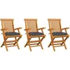 Image de Vidaxl Chaises De Jardin Avec Coussins Anthracite 3 Pcs Bois De Teck