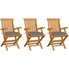 Image de Vidaxl Chaises De Jardin Avec Coussins Gris 3 Pcs Bois De Teck Massif