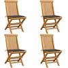 Image de Vidaxl Chaises De Jardin Et Coussins Anthracite Lot De 4 Bois De Teck