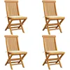 Image de Vidaxl Chaises De Jardin Et Coussins CrÃ¨me Lot De 4 Bois Teck Massif