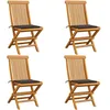 Image de Vidaxl Chaises De Jardin Et Coussins Taupe Lot De 4 Bois Teck Massif