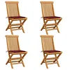 Image de Vidaxl Chaises De Jardin Avec Coussins Rouge Bordeaux Lot De 4 Teck