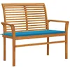 Image de Vidaxl Banc De Jardin Avec Coussin Bleu 112 Cm Bois De Teck Massif