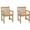 Image de Vidaxl Chaises De Jardin 2 Pcs Avec Coussins Beige Bois De Teck Massif