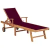 Image de Vidaxl Chaise Longue Avec Coussin Rouge Bordeaux Bois De Teck Solide
