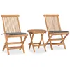 Image de Vidaxl Mobilier Ã DÃ®ner D'extÃ©rieur Pliable Avec Coussin 3 Pcs Teck
