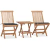 Image de Vidaxl Mobilier Ã DÃ®ner D'extÃ©rieur Pliable Avec Coussin 3 Pcs Teck